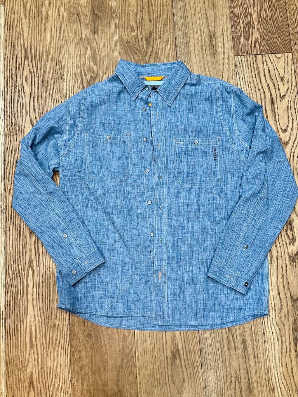Orvis Shirt, Men's Large, Like New, Chambray Color